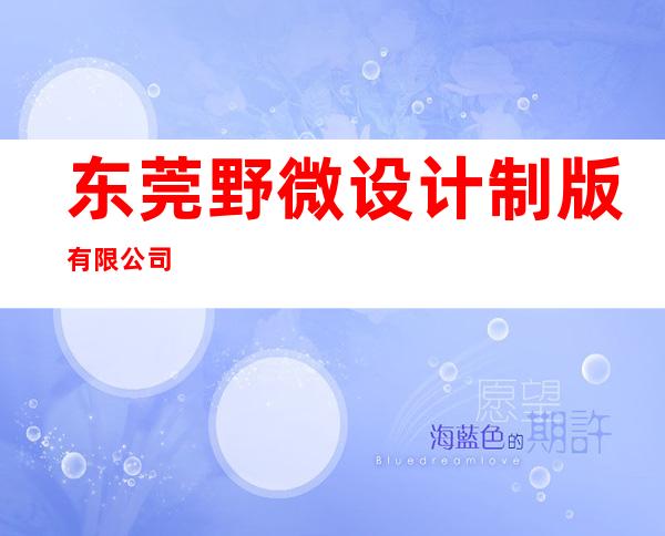 东莞野微设计制版有限公司